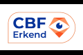 Een badge waarop het logo van CBF staat met het woord 'Erkend'.